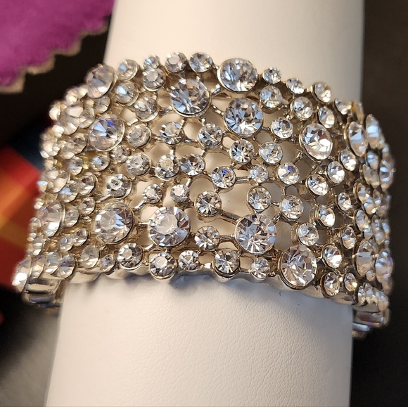 Silver Rhinestone Cuff Bracelet - Picture 3 of 4